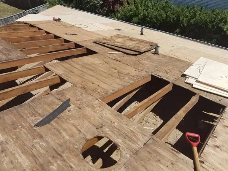 Roof repair work in progress in Toronto